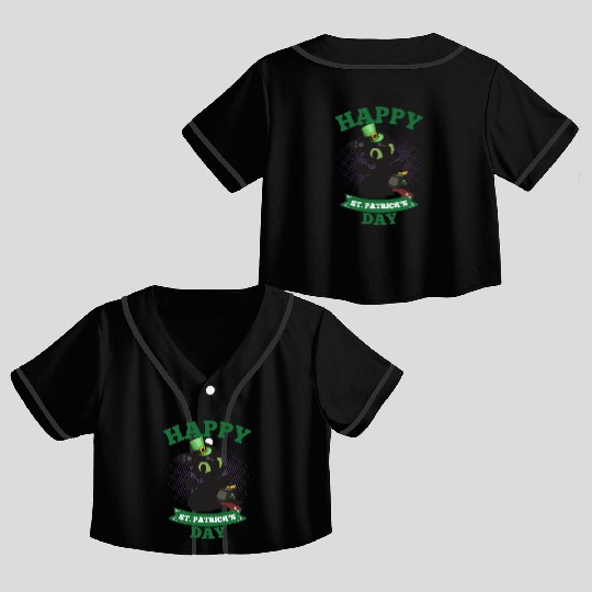 Happy St Patricks Day Toothless Crop Top Baseball Jerseys