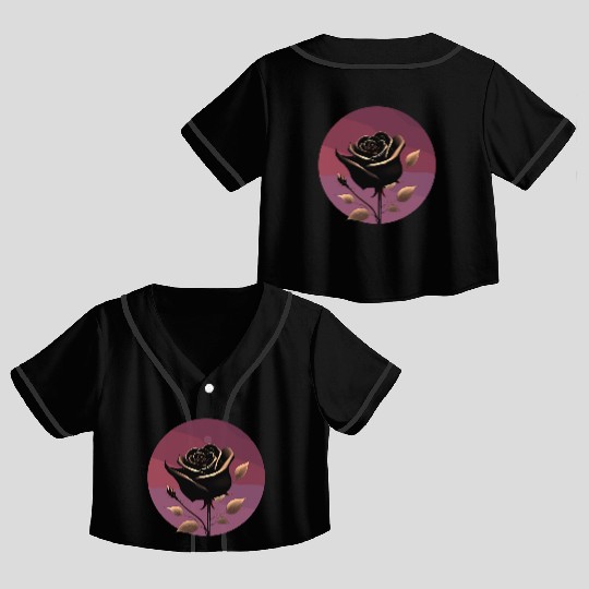 Black Rose Crop Top Baseball Jerseys