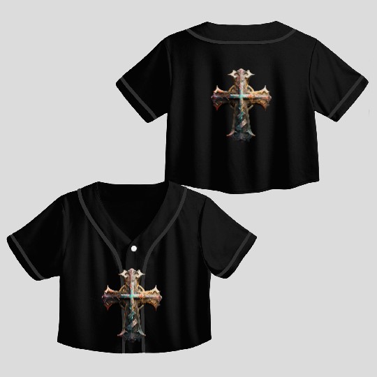 Jesus Cross Painting Crop Top Baseball Jerseys