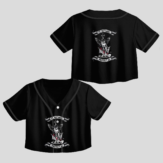 Archangel Saint Michael Protect Us Defend Us Long Crop Top Baseball Jerseys