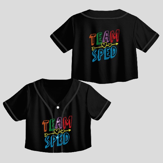 Team Sped Awareness Special Education Teacher Crop Top Baseball Jerseys