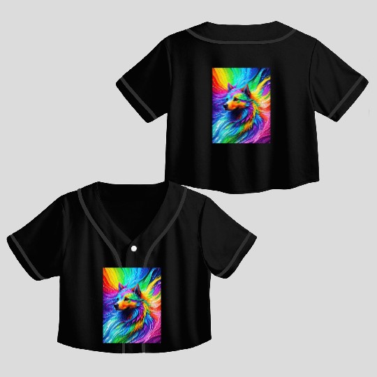 Labrador Retriever with rainbow splashes of colors Crop Top Baseball Jerseys