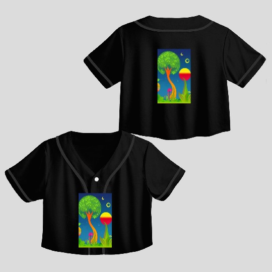 Trippy Visual Dream Creative Different Art Modern Crop Top Baseball Jerseys