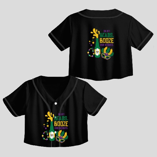 Mardi Gras Carnival Mask Beer Beads Boobies Crop Top Baseball Jerseys