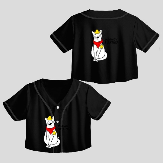 meowdy cat partner Crop Top Baseball Jerseys