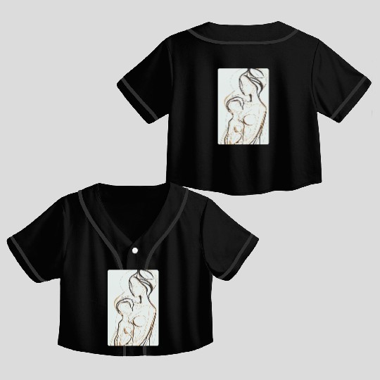 Black, Gold & White Abstract Mother & Daughter Crop Top Baseball Jerseys