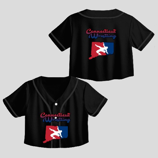 Connecticut Wrestling Crop Top Baseball Jerseys