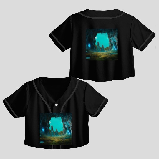 Bioluminescent Underground Landscapes Crop Top Baseball Jerseys