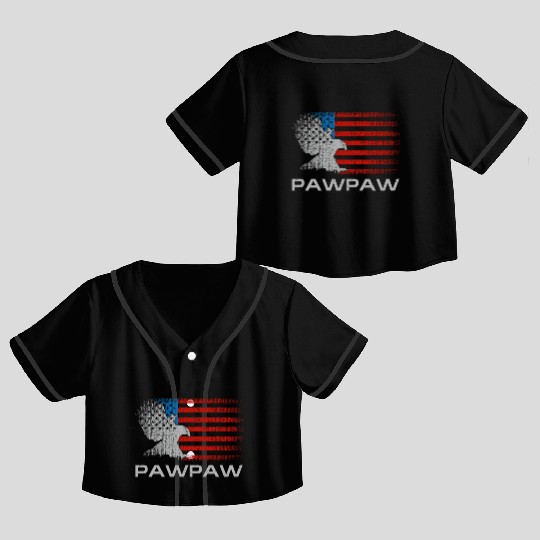 Papaw Fathers Day US Flag From Granddaughter to Crop Top Baseball Jerseys