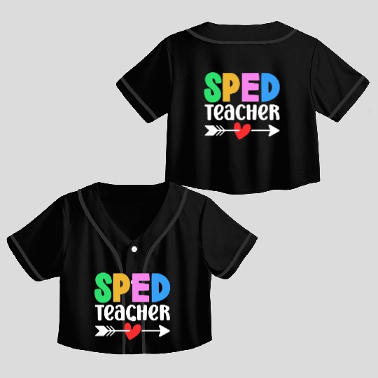 Sped Teacher Special Education Cute Awareness Crop Top Baseball Jerseys