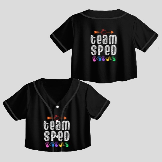 Team Sped Teacher Awareness Special Education Crop Top Baseball Jerseys