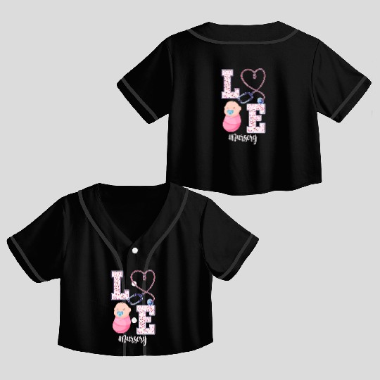 Cute Newborn Nursery Nurse Design Crop Top Baseball Jerseys