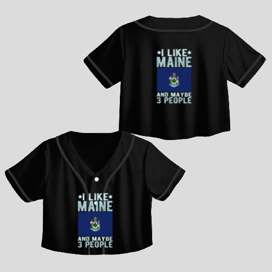 Maine Flag US State Crop Top Baseball Jerseys