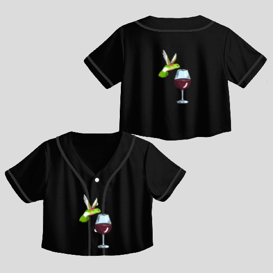 Hummingbird Drinking Wine Birdwatching Hummingbird Crop Top Baseball Jerseys