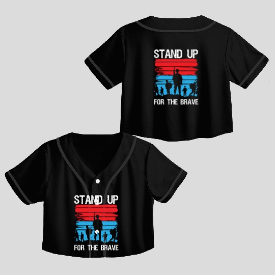 Soldier stand up for brave military army veteran Crop Top Baseball Jerseys