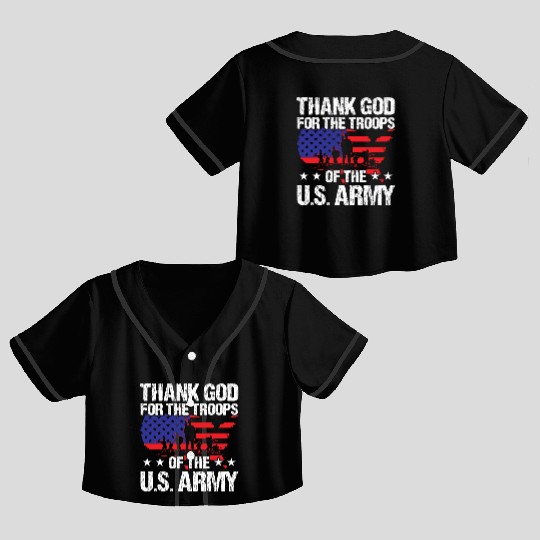 Soldier thank god for troops of us army military Crop Top Baseball Jerseys