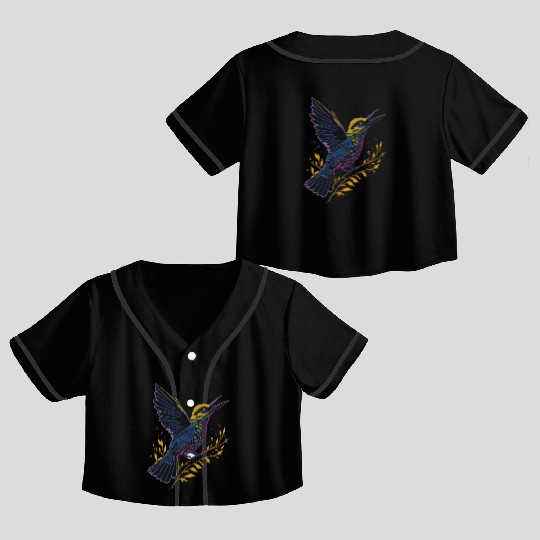 Nature Lovers - Charming Hummingbird Crop Top Baseball Jerseys