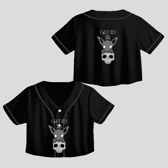 Death Cat Skull Crop Top Baseball Jerseys