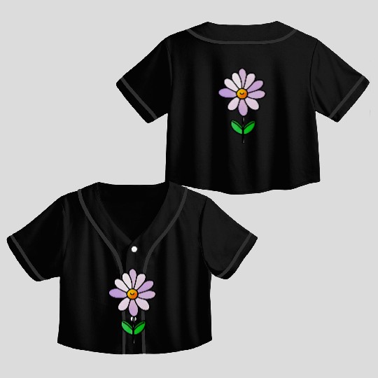 Lavender Flower Art Crop Top Baseball Jerseys