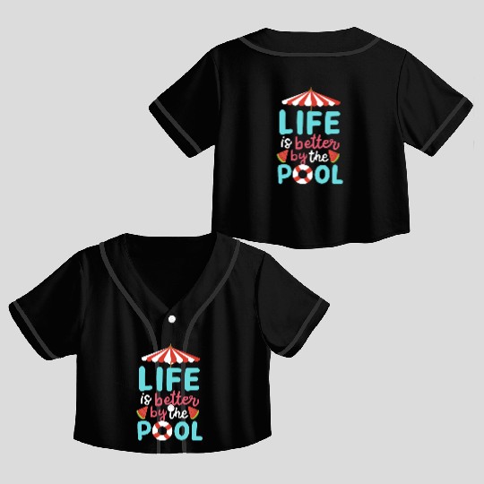 Pool Swimming Summer Crop Top Baseball Jerseys
