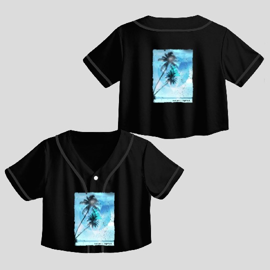 Artistic Saint Tropez Palm Tree Vacation Crop Top Baseball Jerseys