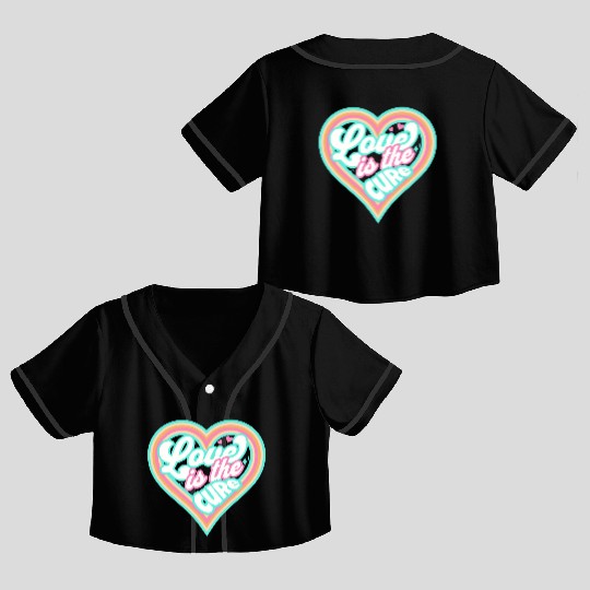 LOVE IS THE CURE (blue) Crop Top Baseball Jerseys