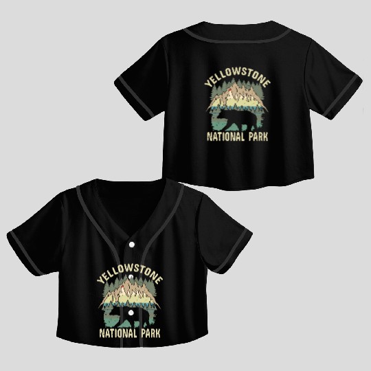 YStone National Park Vintage, american bison Crop Top Baseball Jerseys
