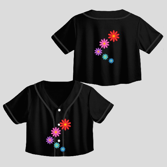 falling multi colored flowers Crop Top Baseball Jerseys