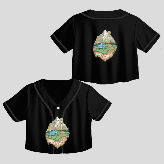 Happy Camper Explore The Nature Crop Top Baseball Jerseys