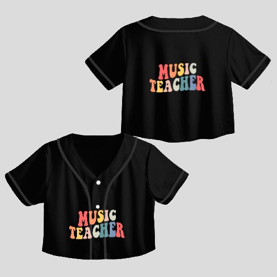 Groovy Music Teacher Team Back To School Crop Top Baseball Jerseys