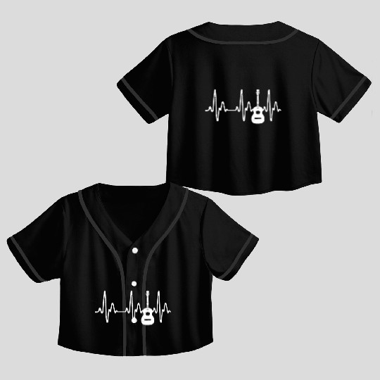Acoustic Guitar Heartbeat - Guitar Musicianguitar Crop Top Baseball Jerseys