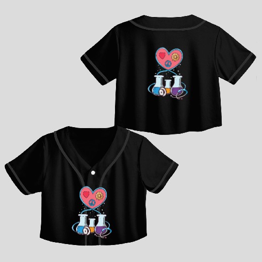 Medical Laboratory Science Heart Cartoon Crop Top Baseball Jerseys