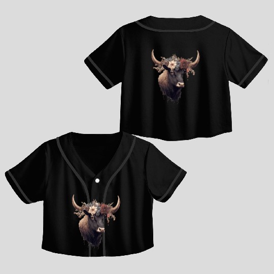 Cute Yak Flower Crown Yaks Floral Farm Animal Pet Crop Top Baseball Jerseys
