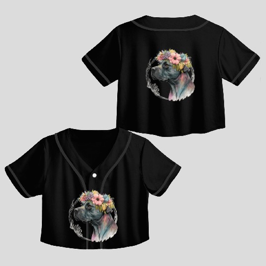 Cute Cane Corso Flower Crown Pet Dog Breed Puppy Crop Top Baseball Jerseys