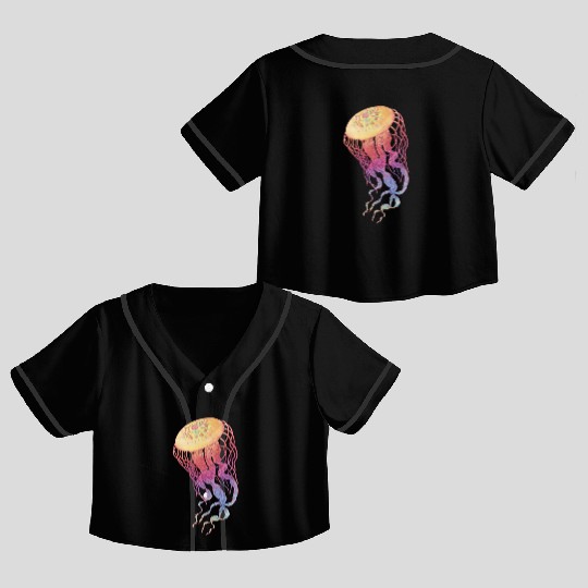 Colorful Jellyfish Crop Top Baseball Jerseys