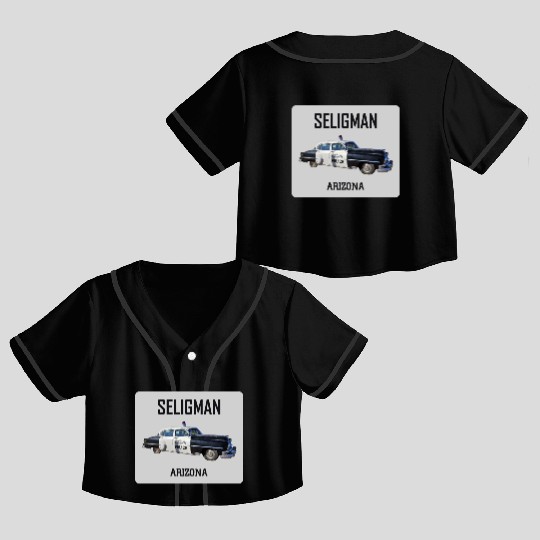 Old car city of Seligman in Arizonna, US Route 66 Crop Top Baseball Jerseys