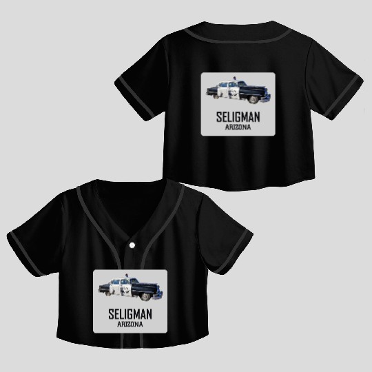 Old car city of Seligman in Arizonna, US Route 66 Crop Top Baseball Jerseys