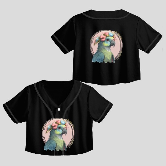 Cute Hahn's Macaw Bird Flower Crown Pet Birds Crop Top Baseball Jerseys