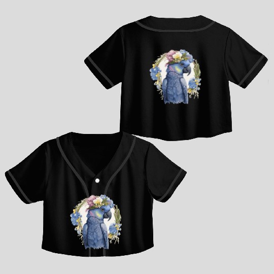 Cute Hyacinth Macaw Parrot Bird Flower Crown Pet B Crop Top Baseball Jerseys