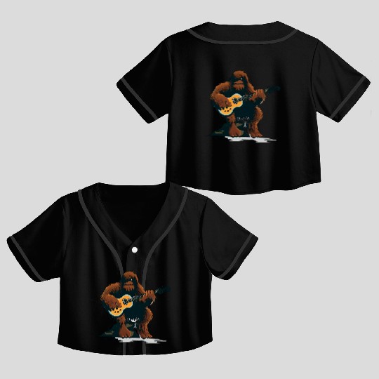 Bigfoot plays guitar Crop Top Baseball Jerseys