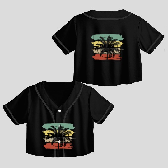 San Jose Costa Rica Palm Tree Retro Artistic Crop Top Baseball Jerseys