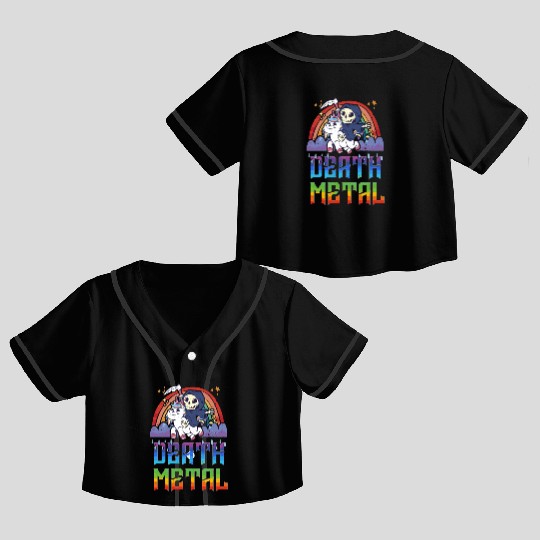 Death Metal & Unicorn Rainbow Crop Top Baseball Jerseys