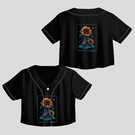 Psychedelic Sunflowers Garden Nature Lover Gift Crop Top Baseball Jerseys