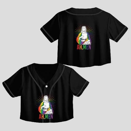 Funny Jesus Gay LGBTQ Rainbow LGBT Pride Month Crop Top Baseball Jerseys