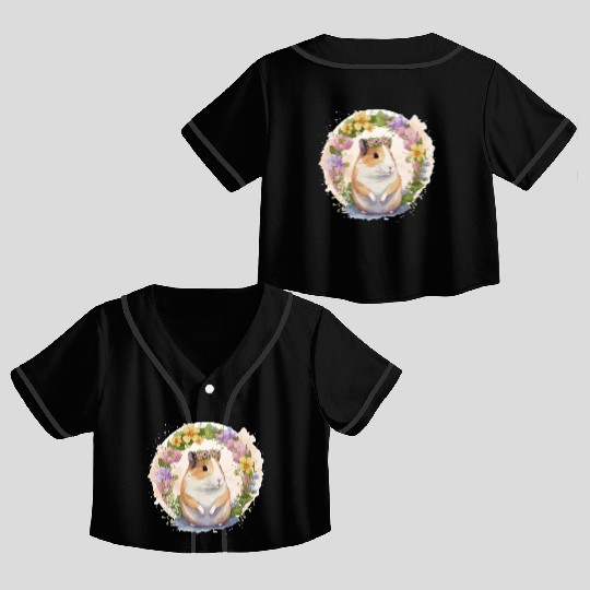 Cute Hamster Flower Crown Boho Aesthetic Floral An Crop Top Baseball Jerseys