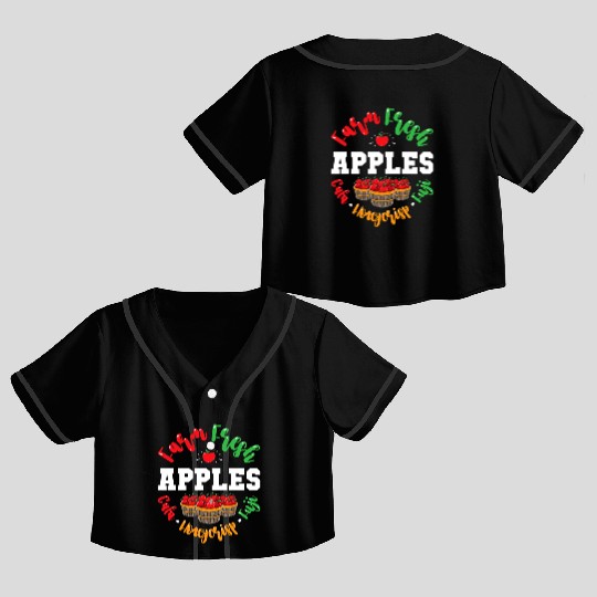 Apple Picking Farmer Fall For Toddlers Kids Women Crop Top Baseball Jerseys