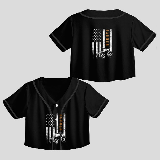 Farmer American Flag Design Farm Farming Crop Top Baseball Jerseys