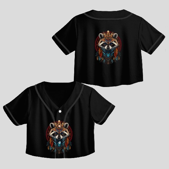 Tribal Raccoon Crop Top Baseball Jerseys