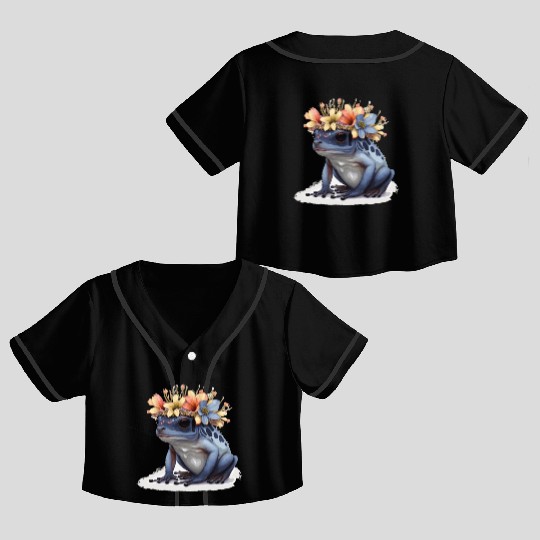 Cute Poison Dart Frog Flower Crown Amphibian Lover Crop Top Baseball Jerseys
