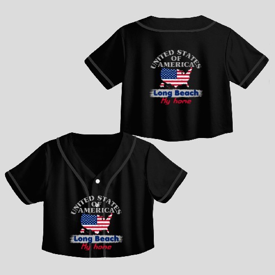 United States of America - Long Beach my home - us Crop Top Baseball Jerseys